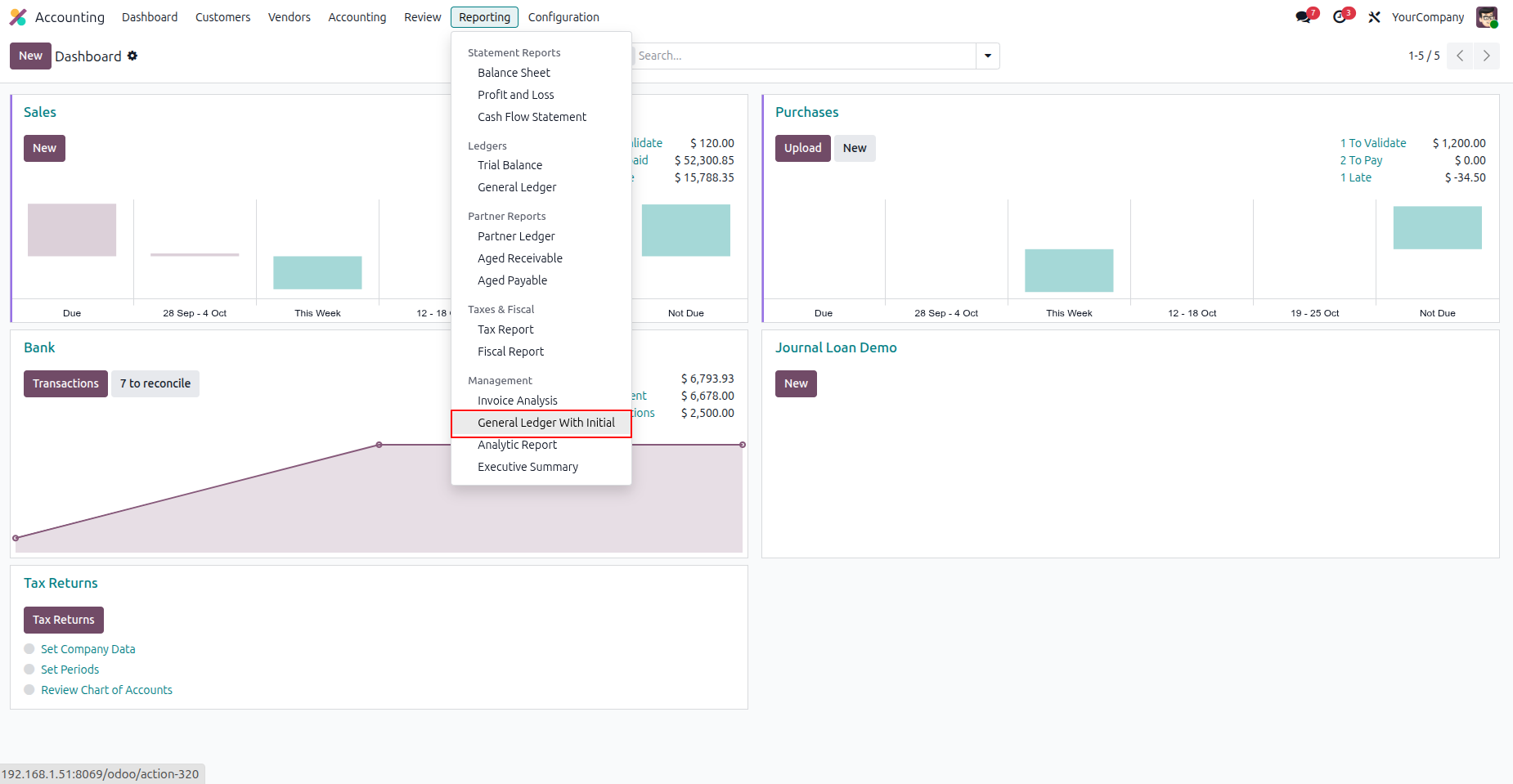 General Ledger with Initial Balance