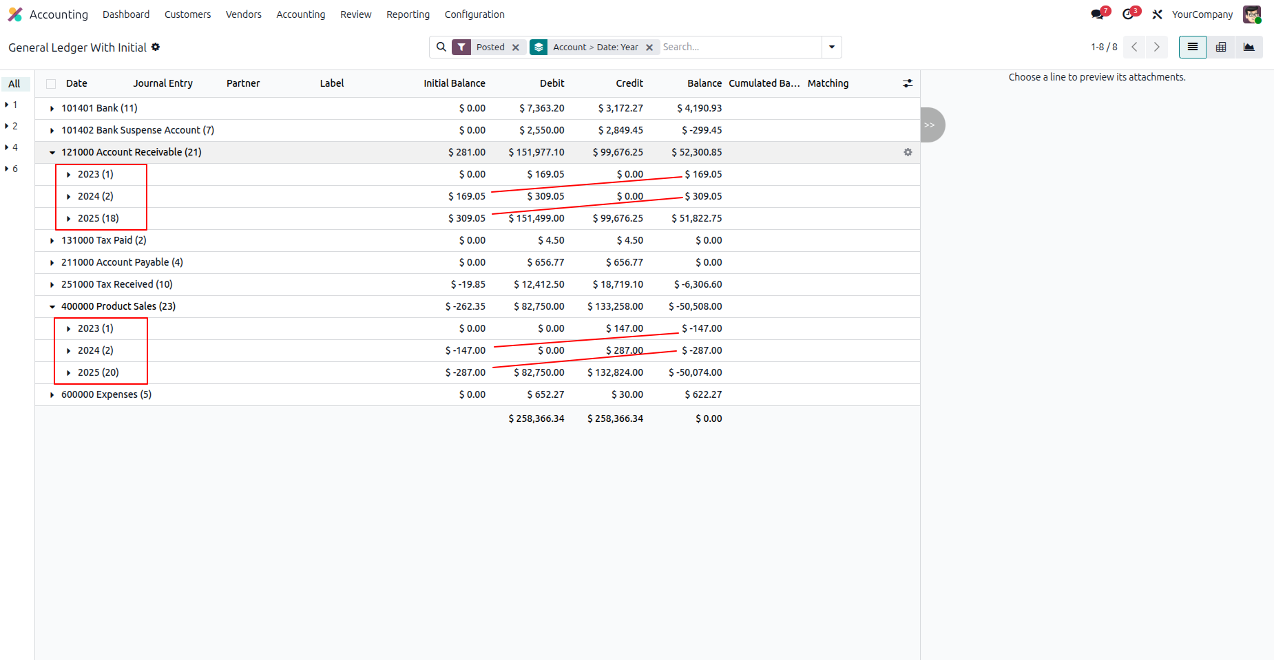 General Ledger with Initial Balance
