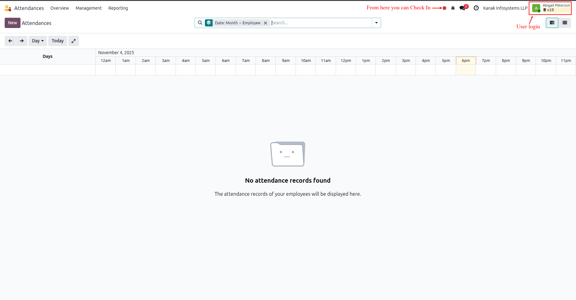 Employee Check-In from User Login