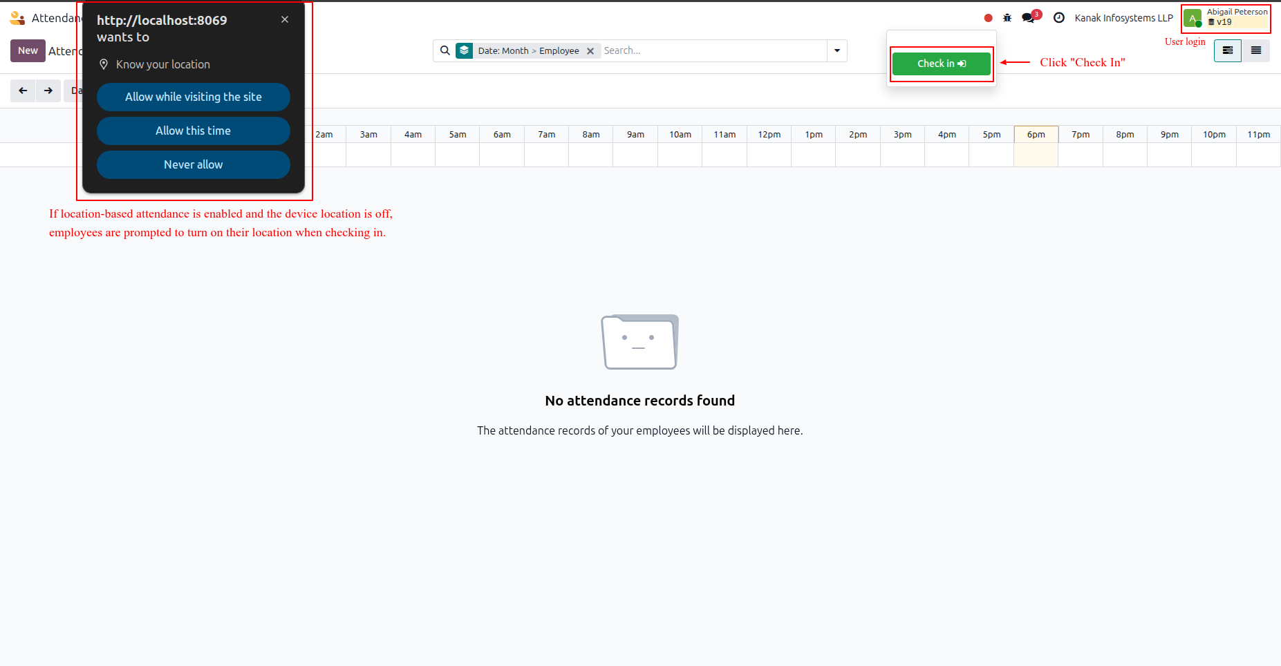 Location Permission and Check-In Status