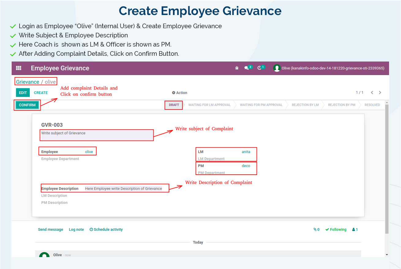 Create Employee Grievance