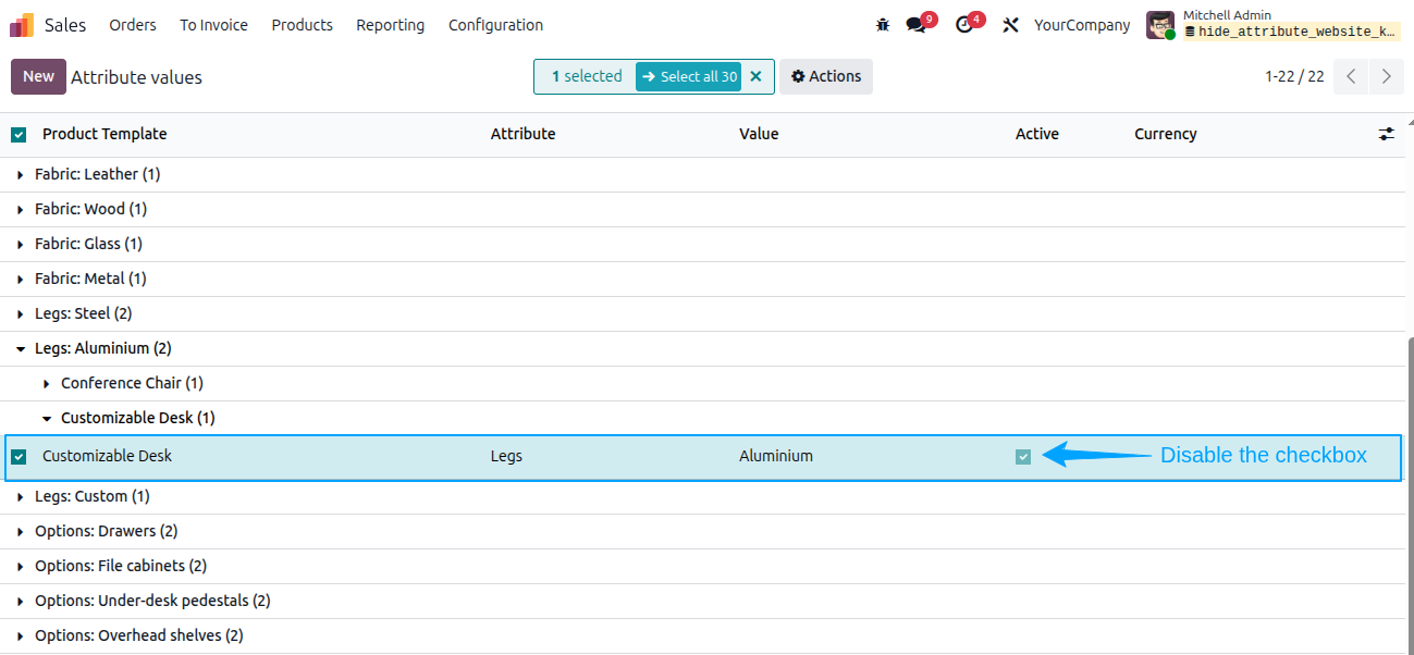 Hide Attributes From Website