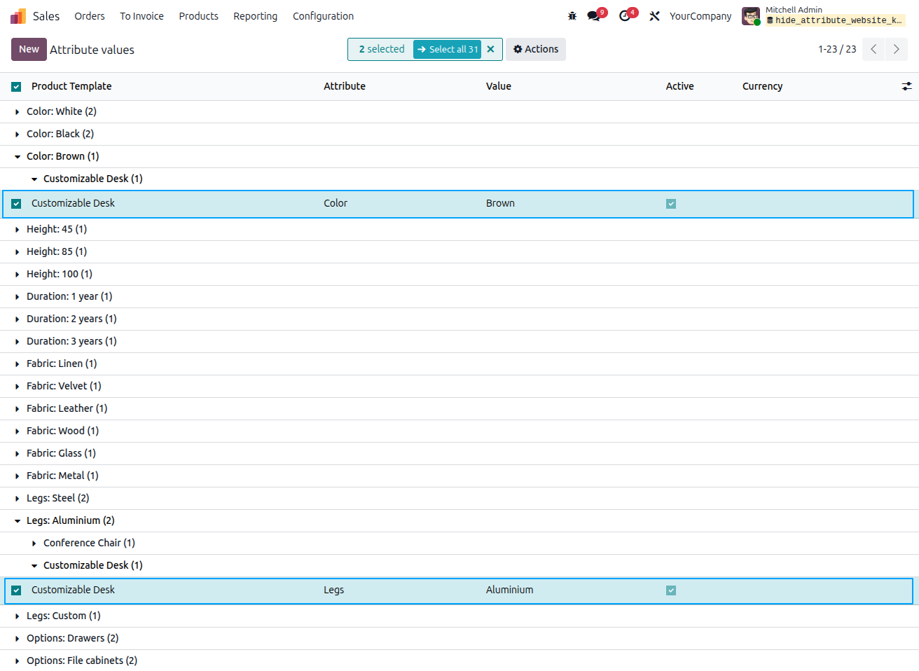 Hide Attributes From Website