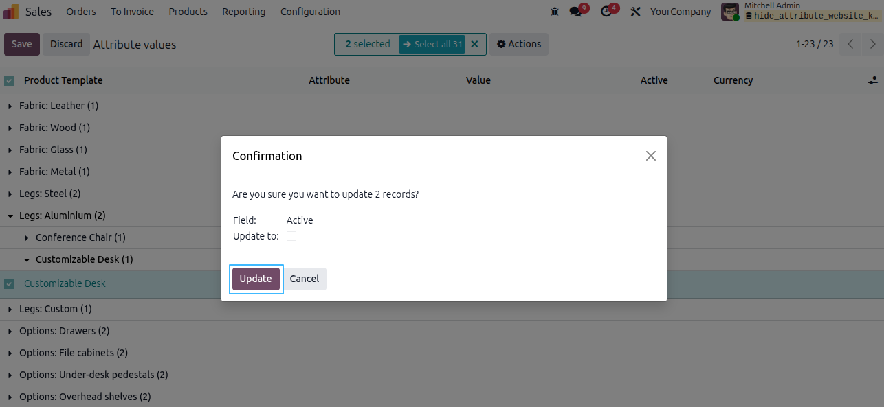 Hide Attributes From Website