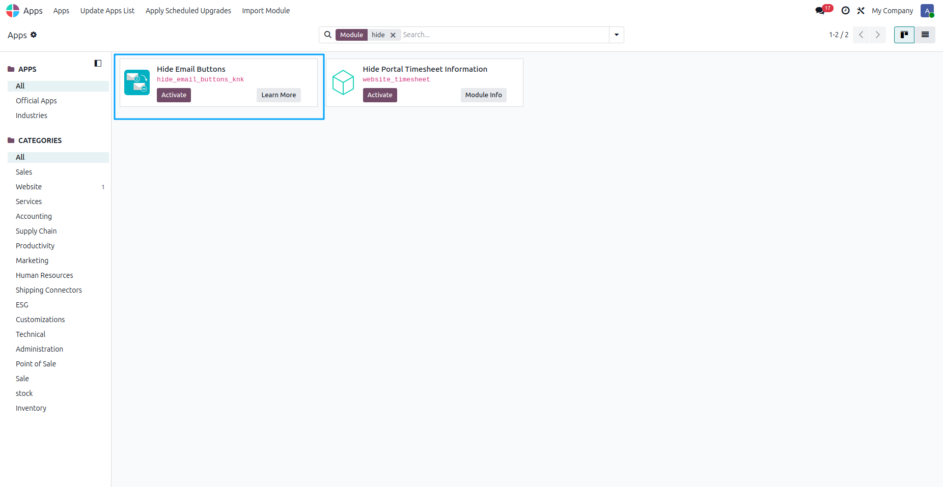 Hide Email Buttons