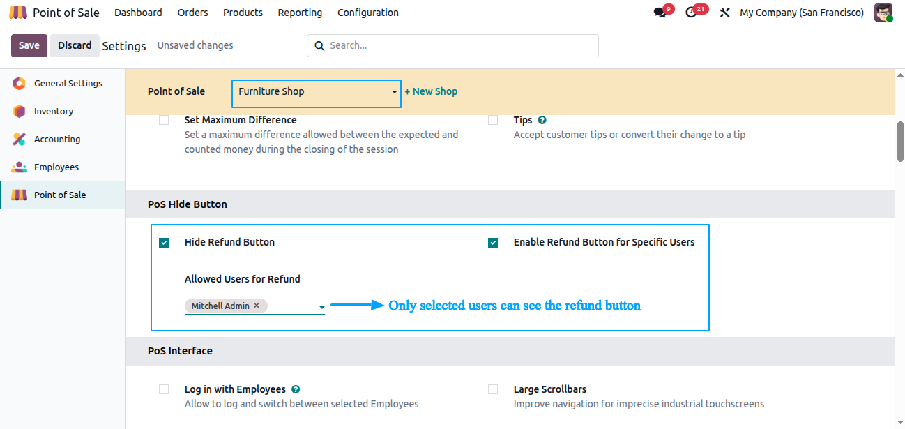 PoS hide Refund Button