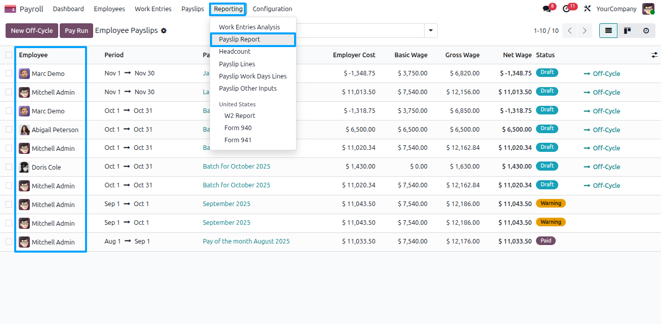 Payslip Report