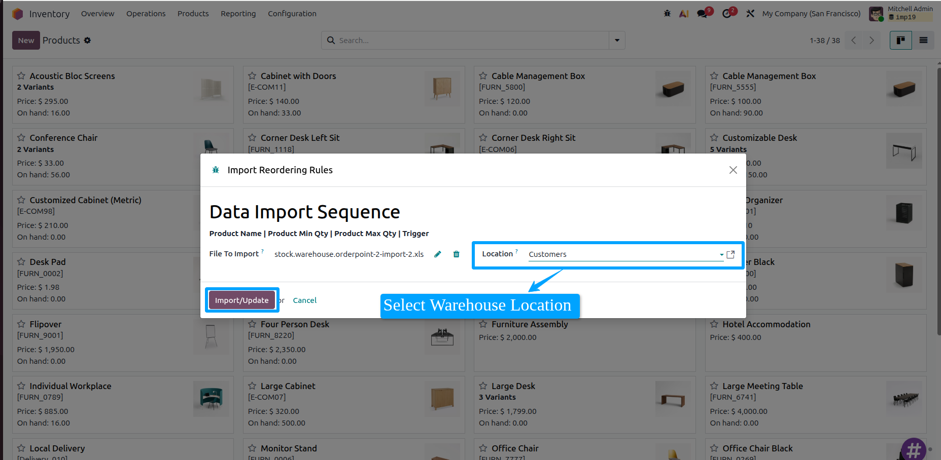 Select Warehouse Location
