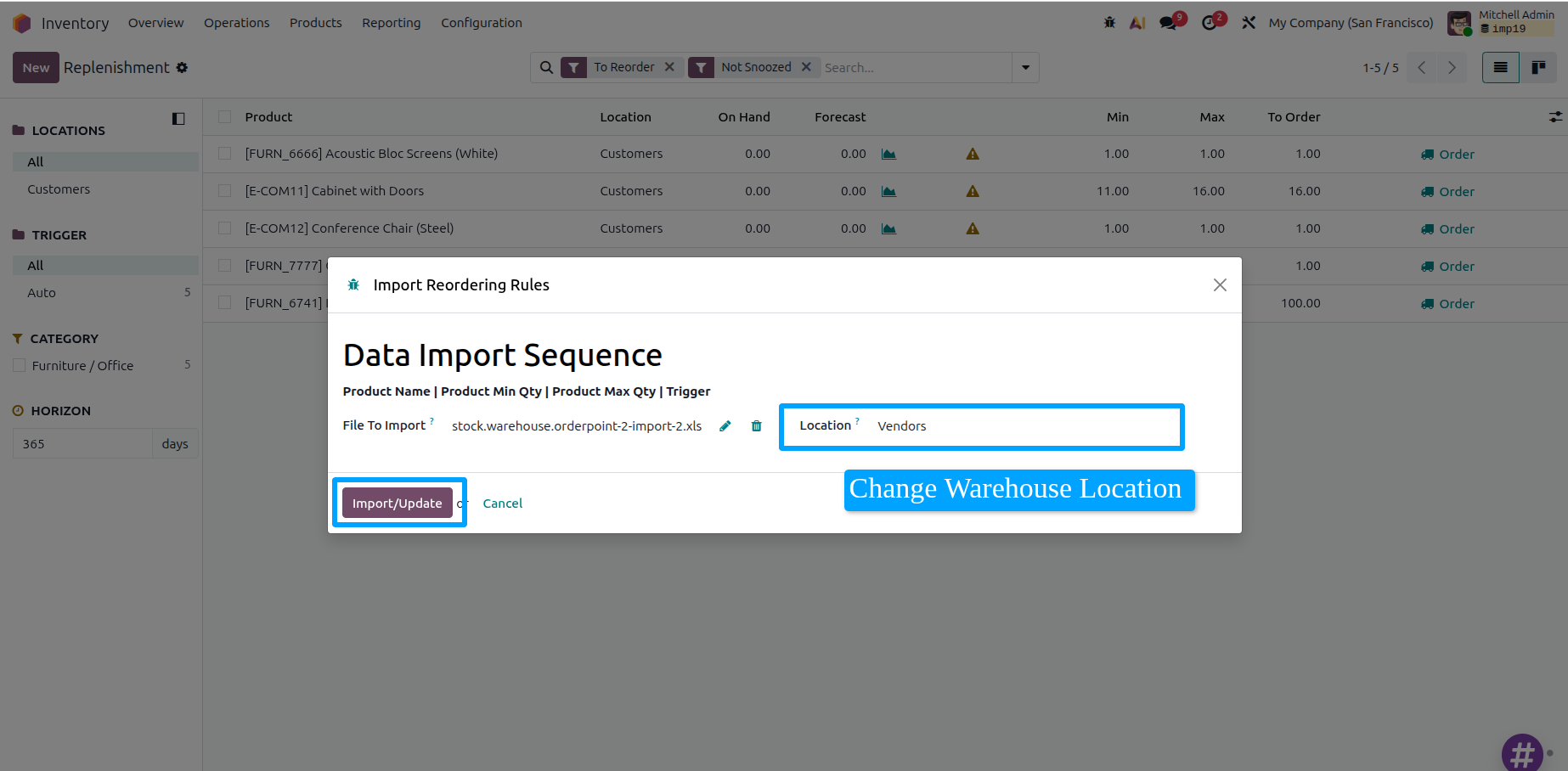Creating Reorders on Different Locations