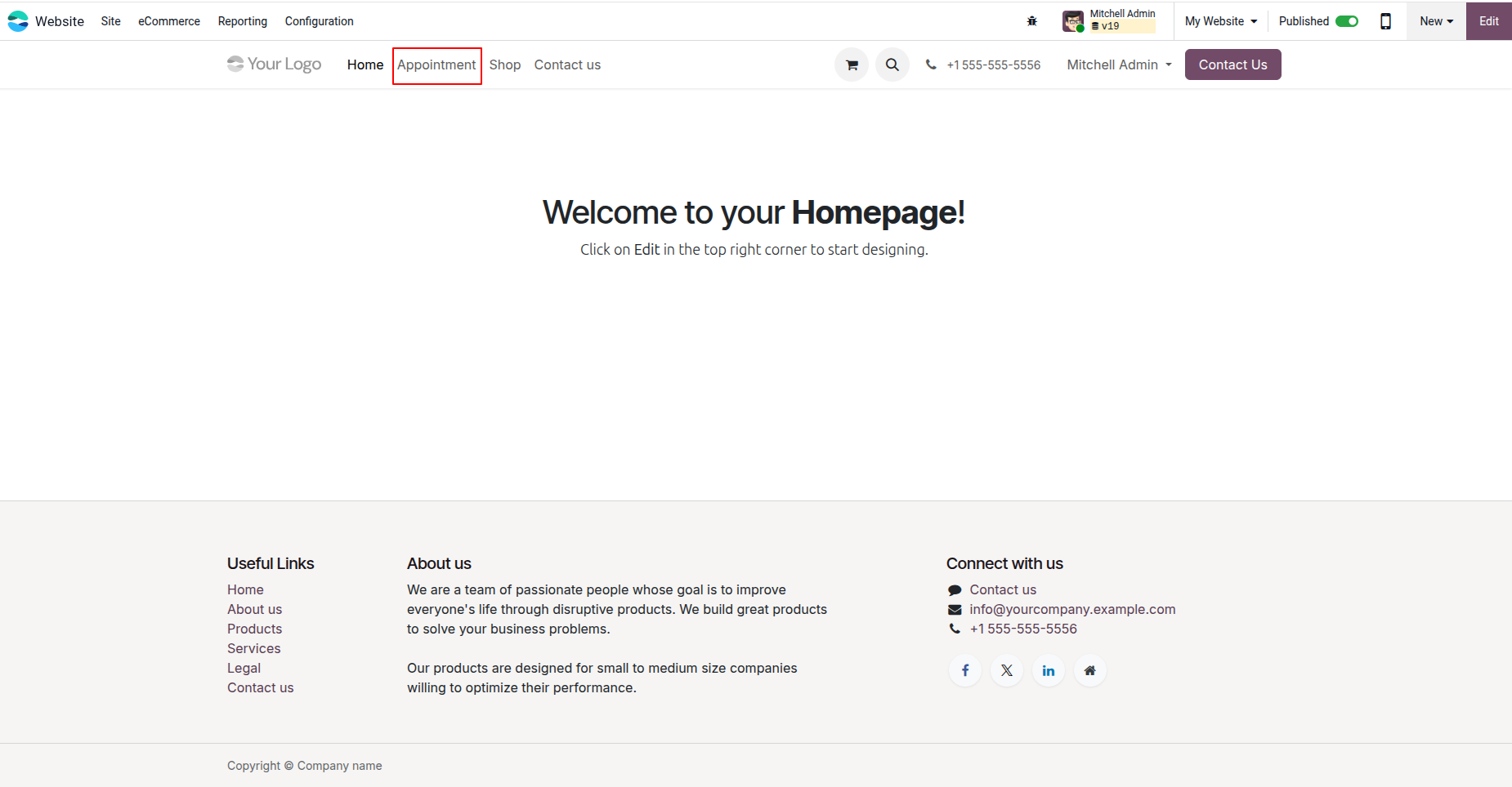 Website Appointment Menu