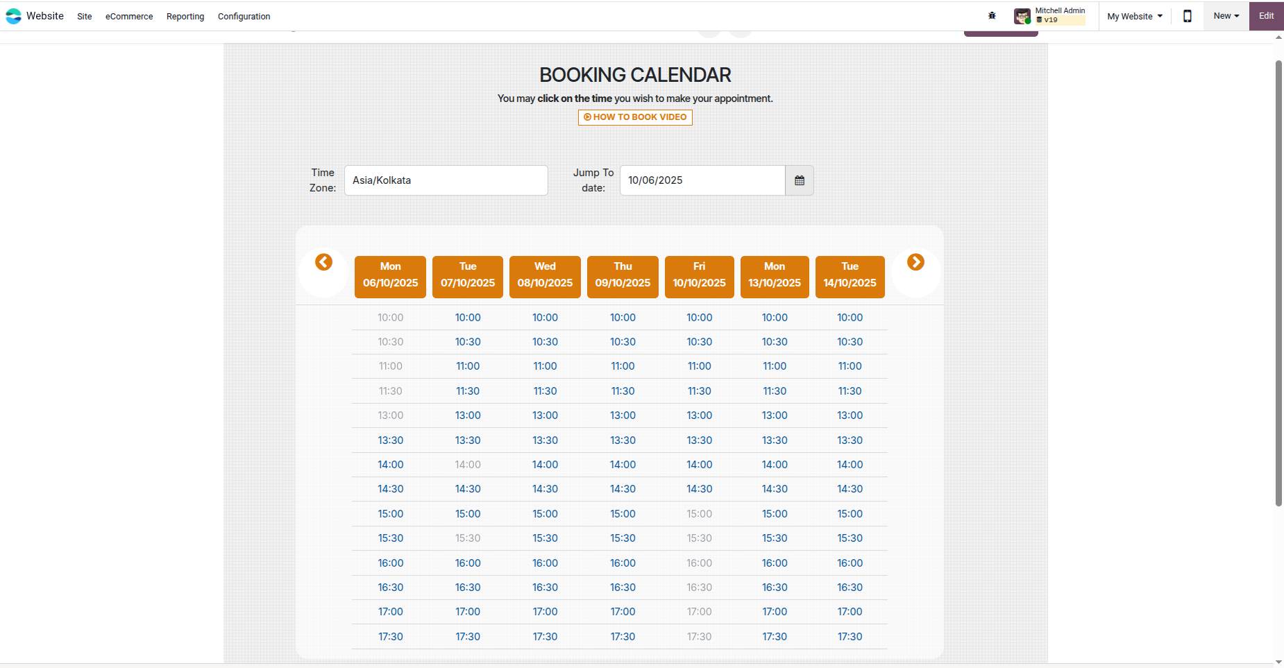 Select Time Slot
