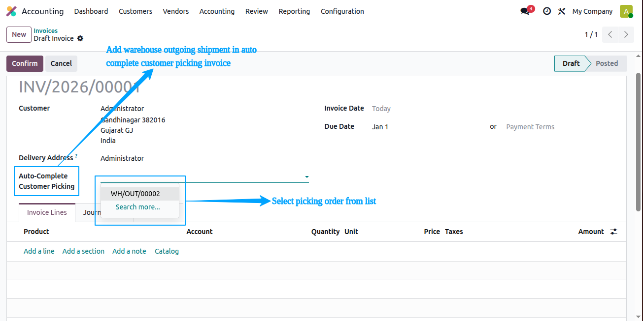 Manual Invoice from Picking