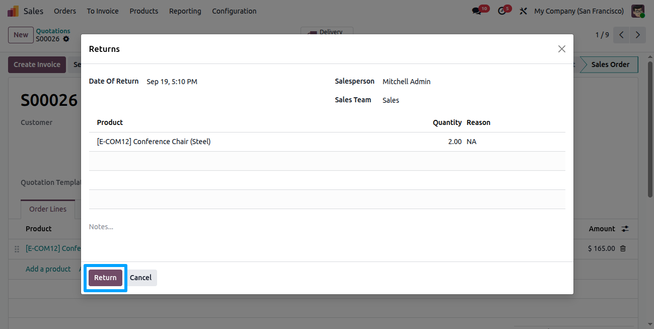 Sale Order Return