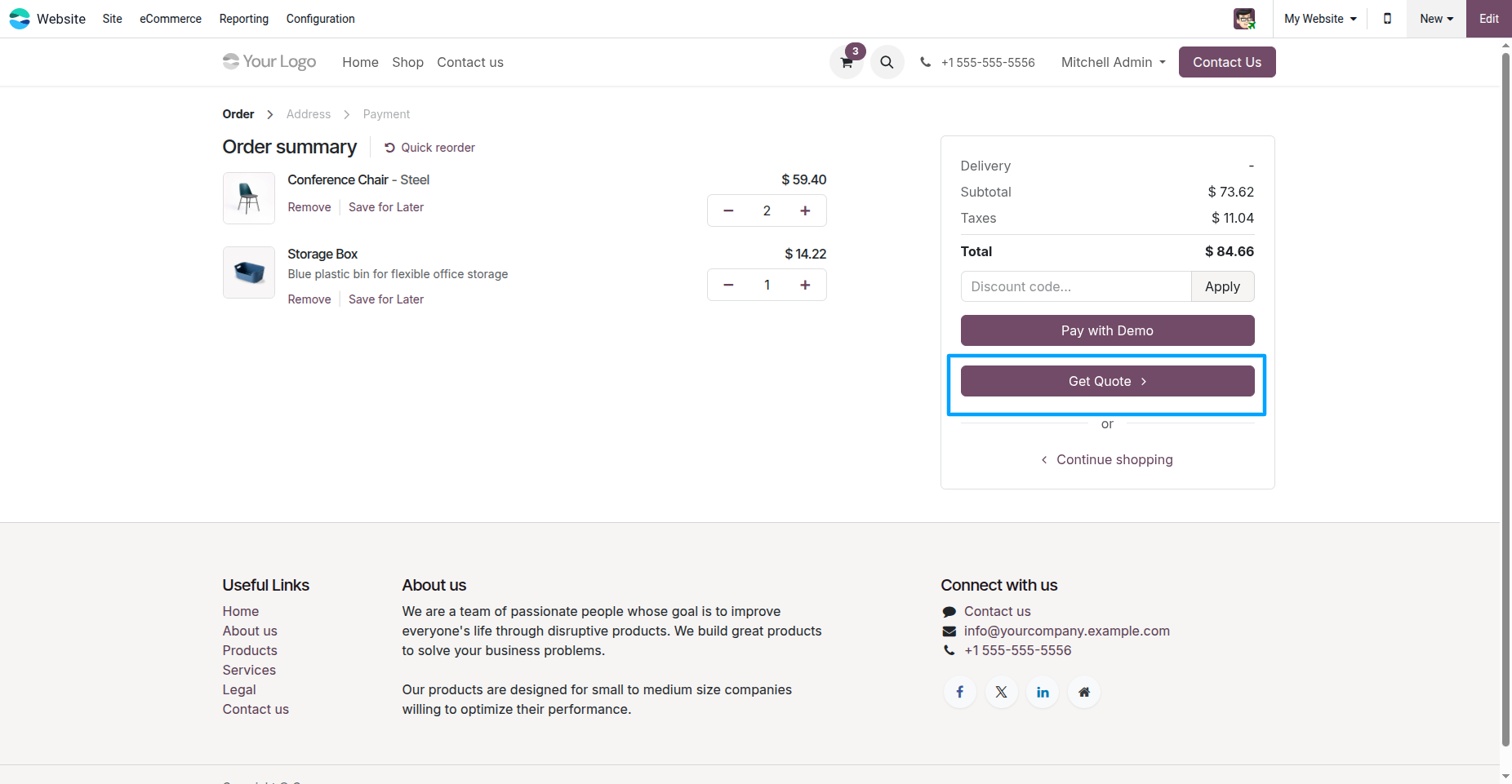 Website Shop Get Quote