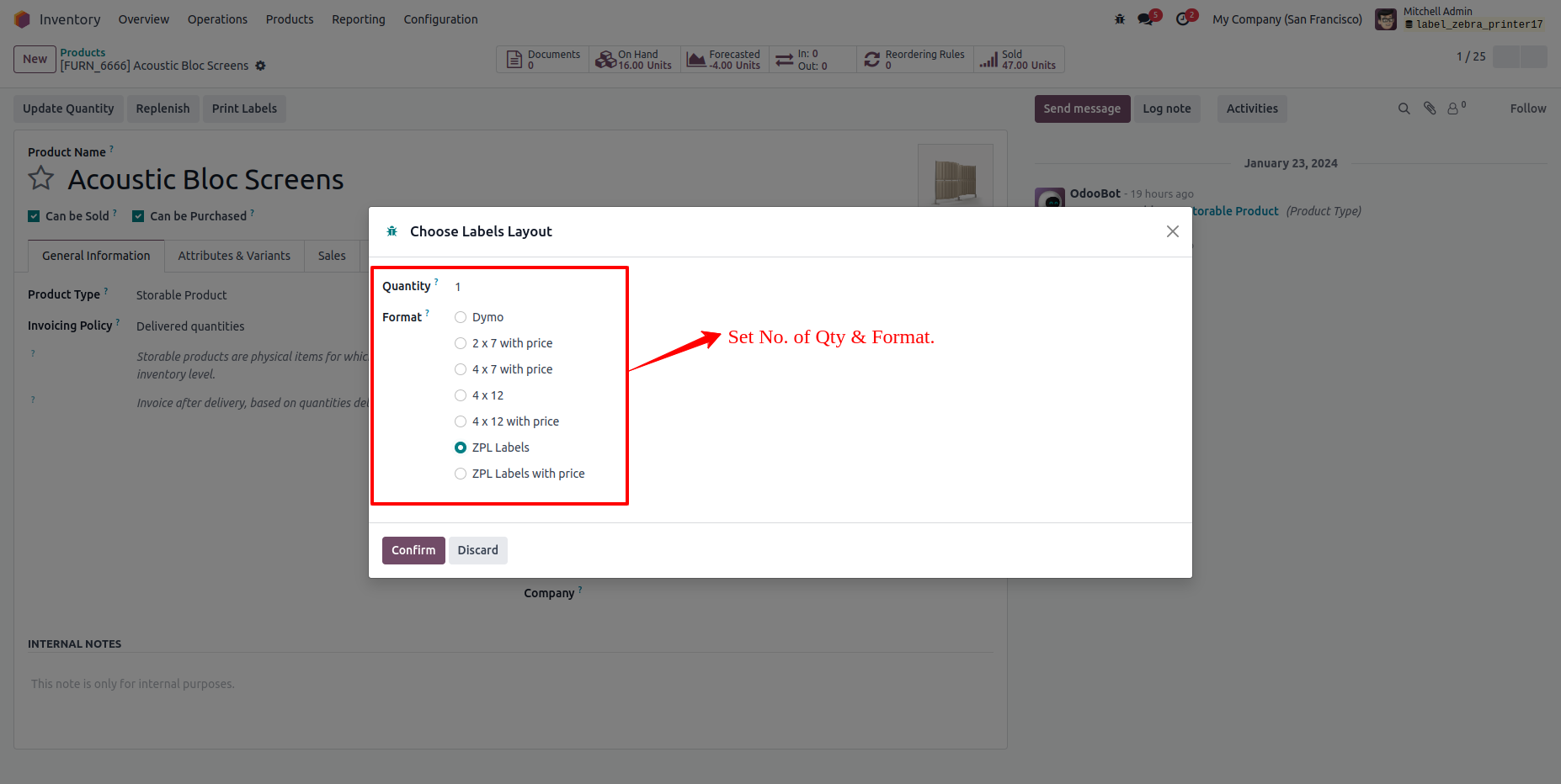 Choose Labels Layout & Qty.
