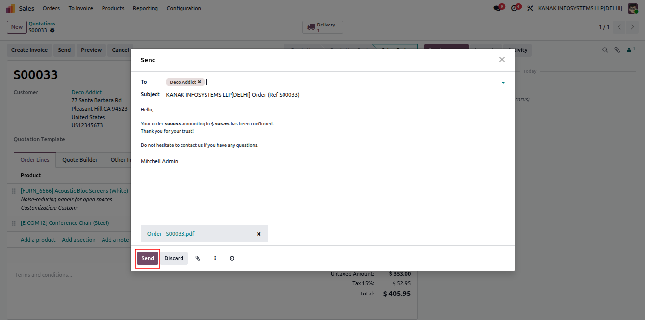 Send Quotation Email