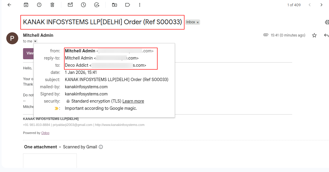 Email Sent from Company