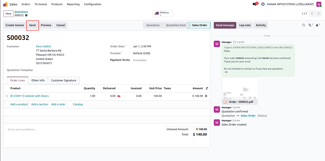 Create and Confirm Quotation