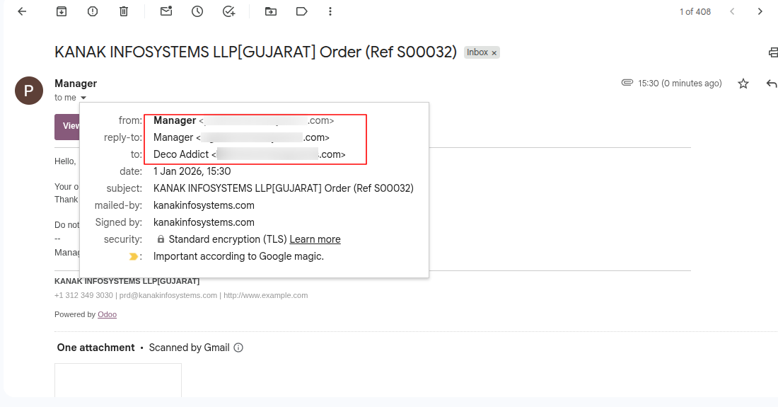 Email Sent from User