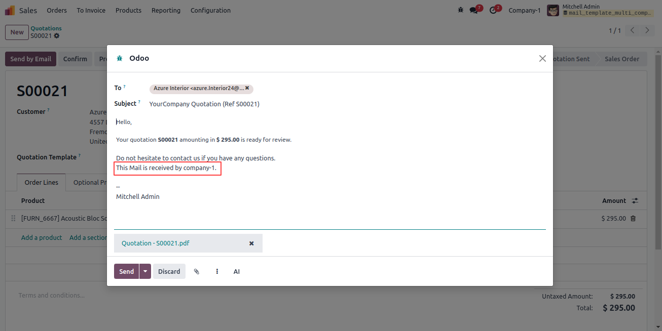 Mail Template Company 1 Example