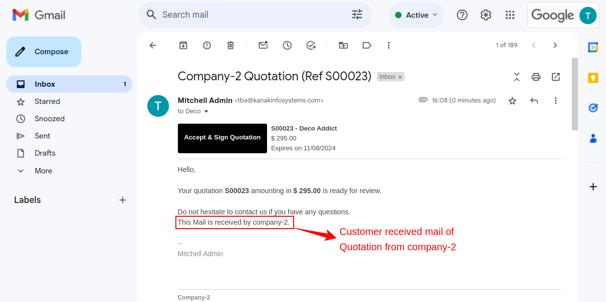 Quotation Email from Company 2