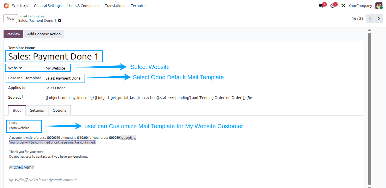 Mail Template Multi Website