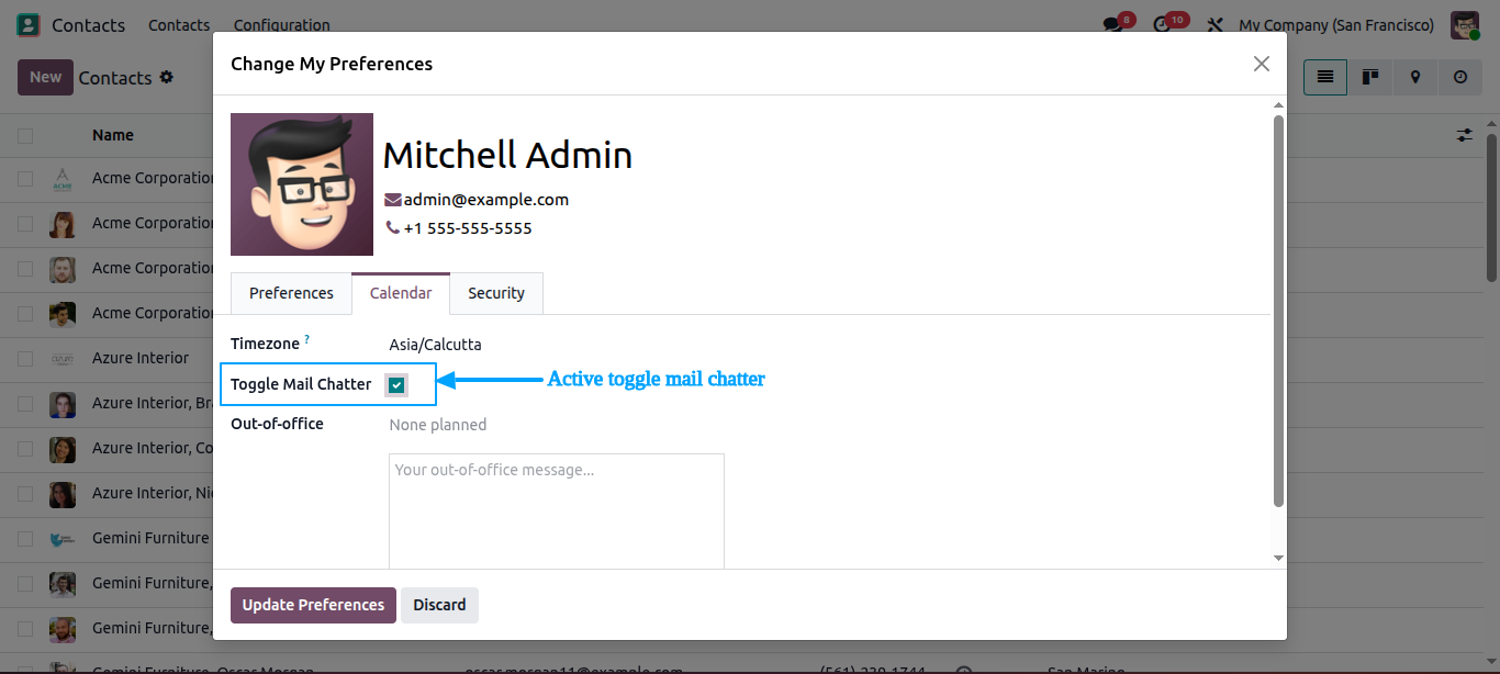 Mail Chatter Toggle