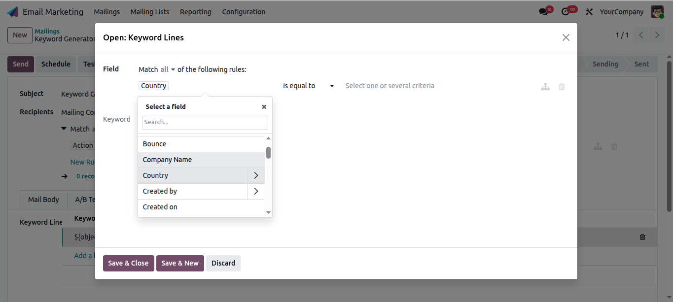 Added Keyword Line