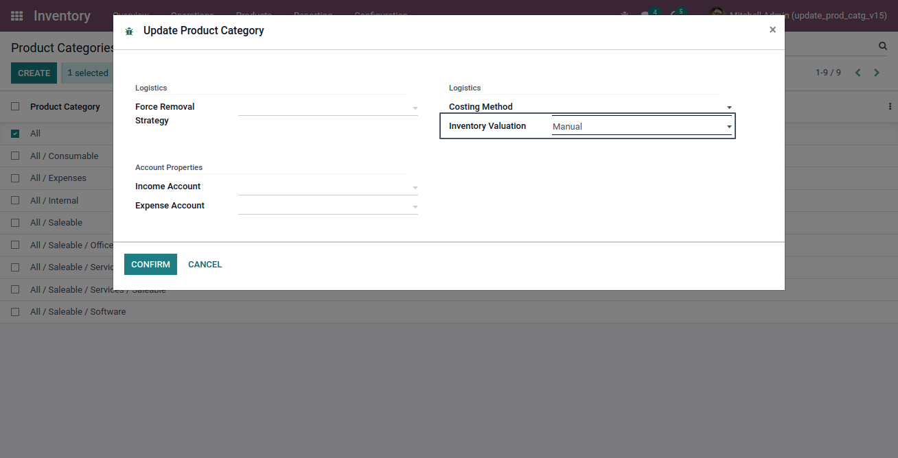 Update Product Category