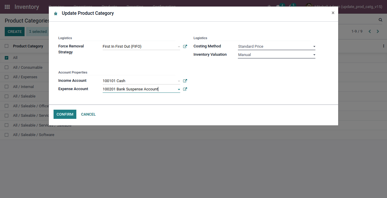 Inventory valuation: Manual