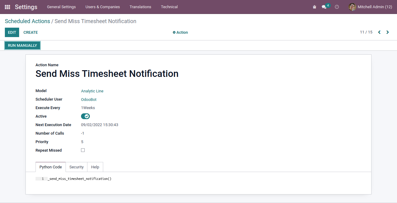 Missed Timesheet Notification
