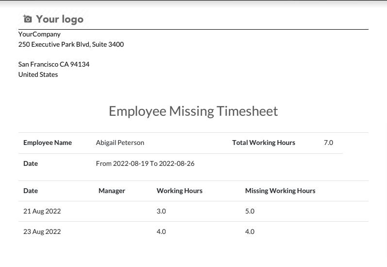 Missed Timesheet Notification