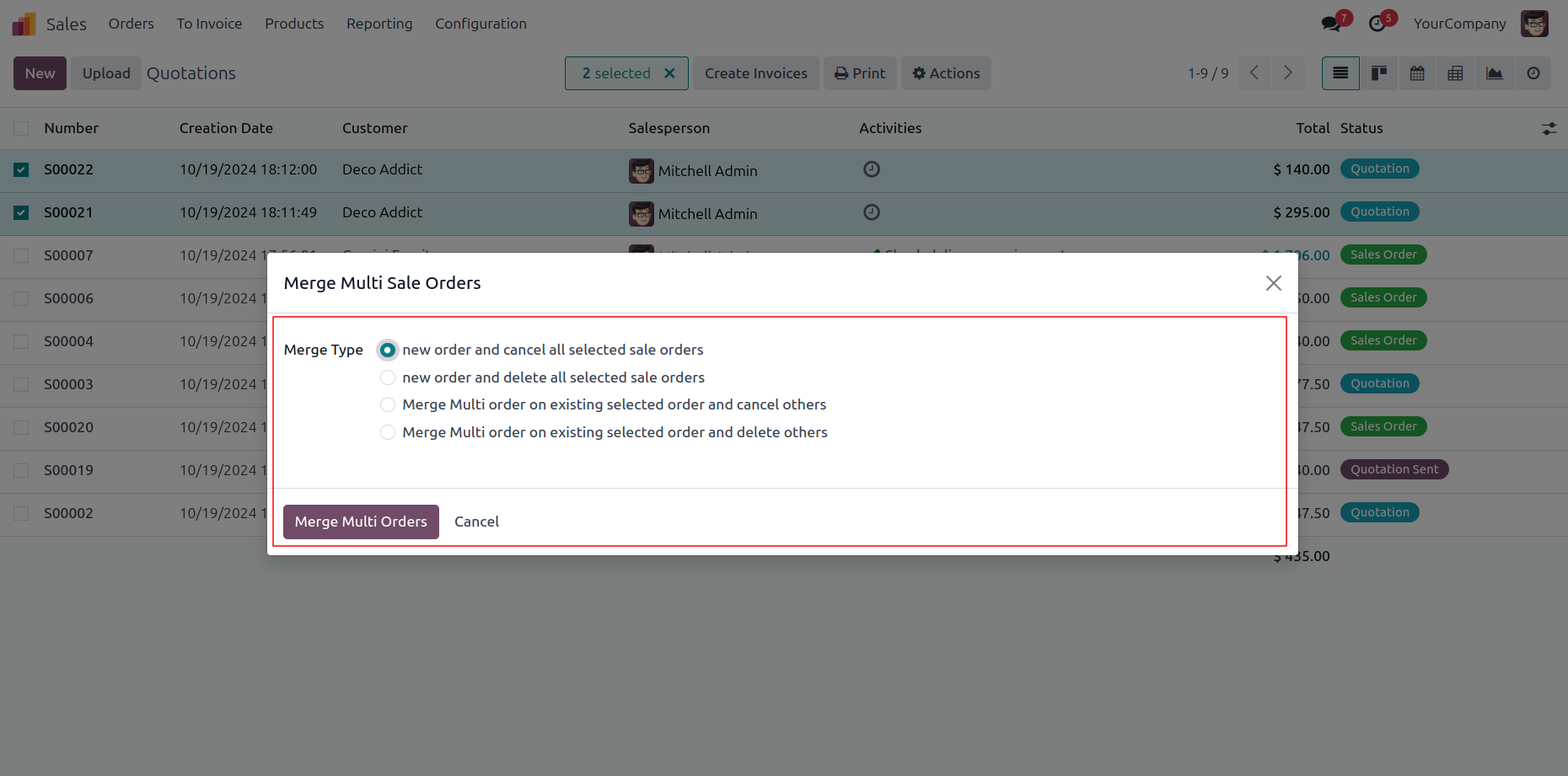 Merge Multi Orders