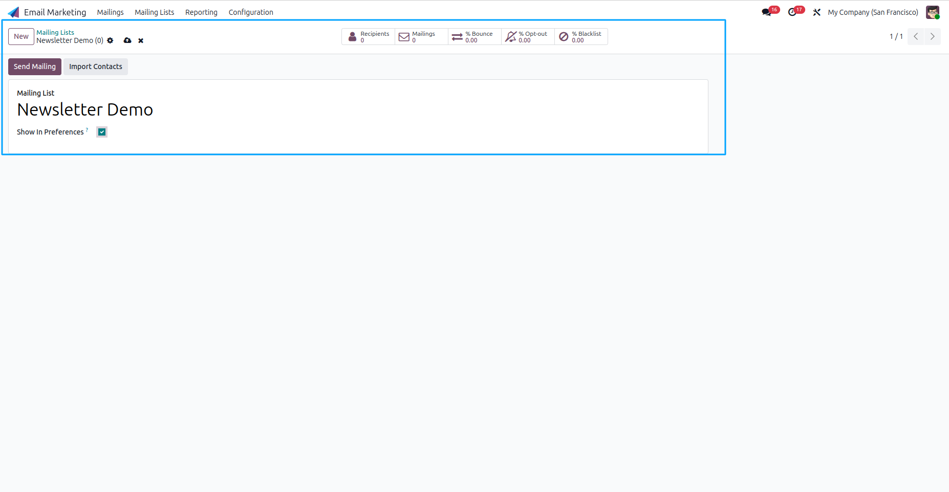 Create Mailing List Popup