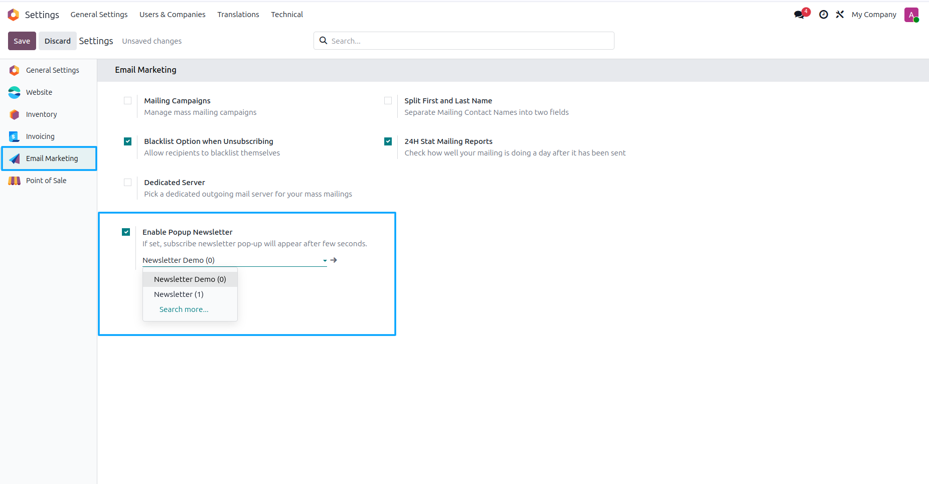 Enable Popup Newsletter