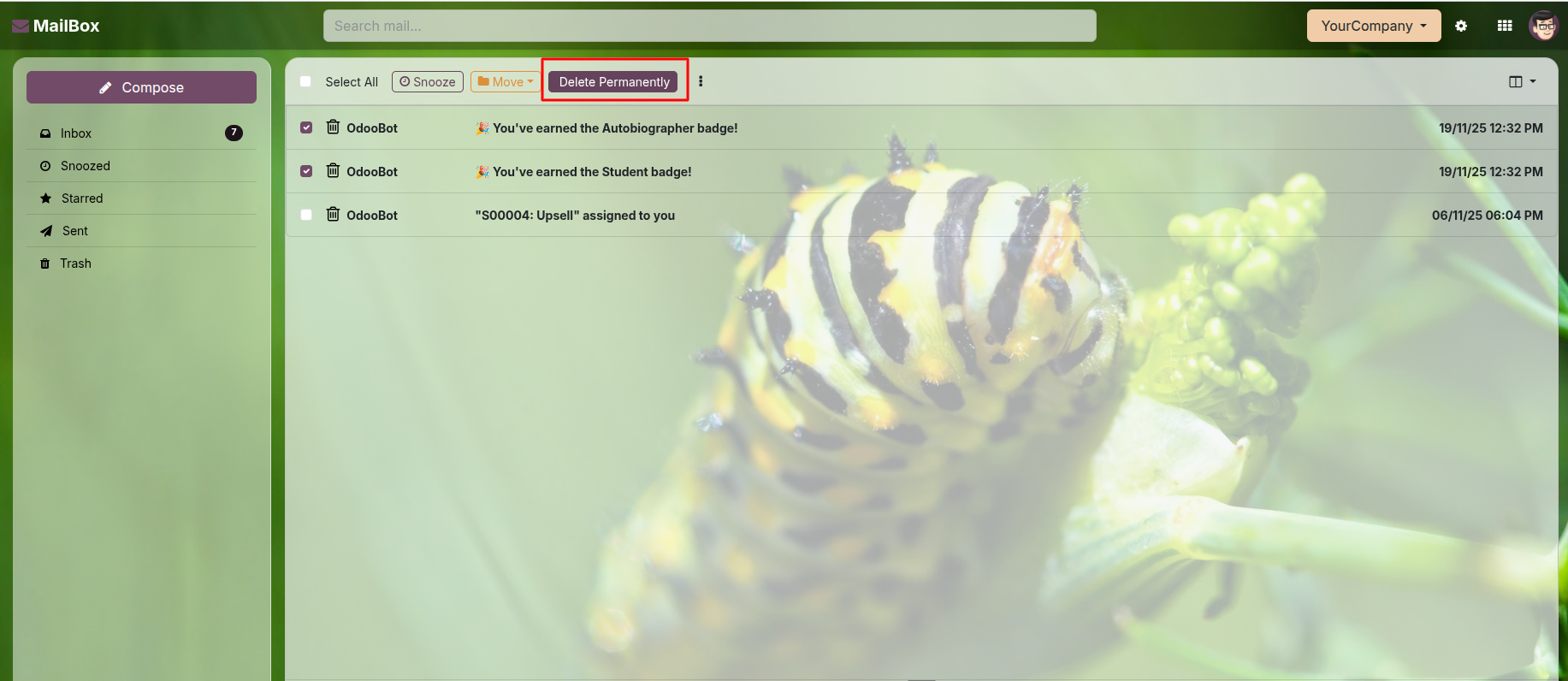 Odoo Inbox productivity tool for handling business emails within Odoo ERP