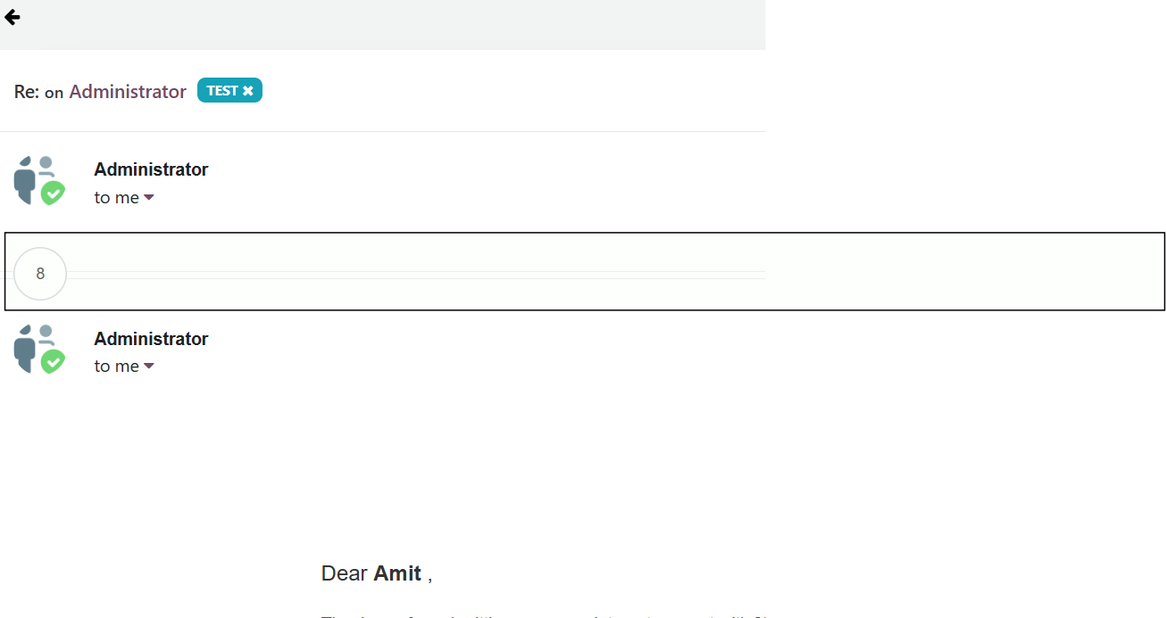 Odoo Inbox messaging system with inbox, sent and starred email options