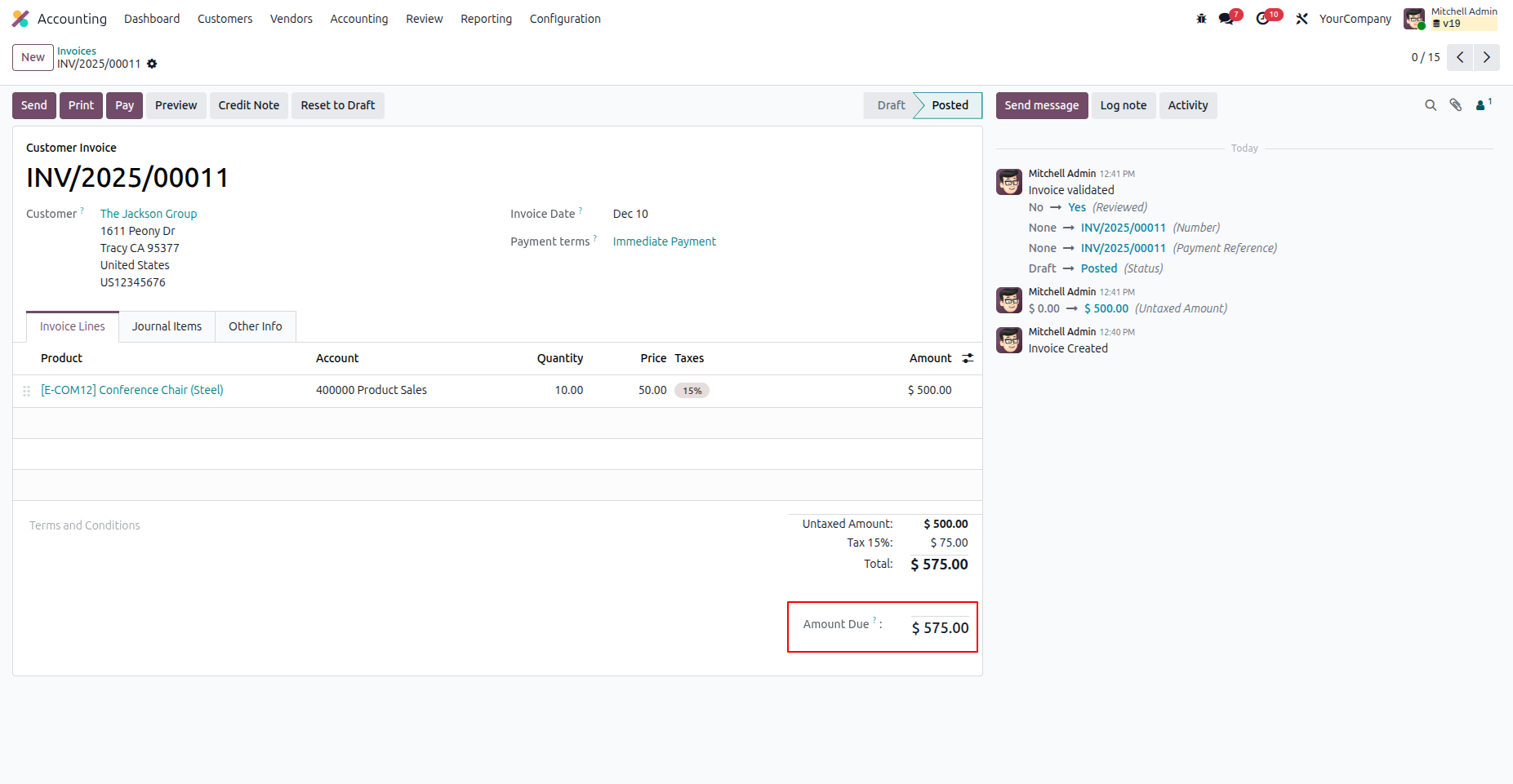 Create Invoice with Payment Term