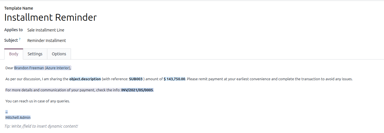 Reminder Email