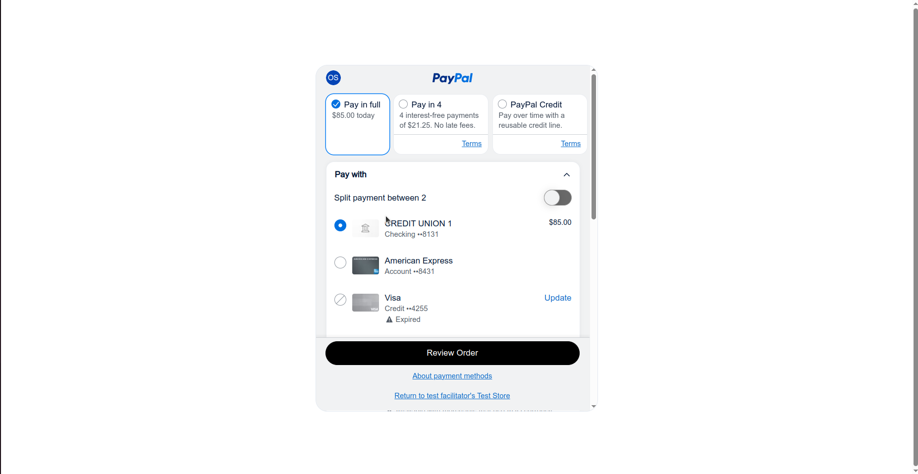 paypal backend payment