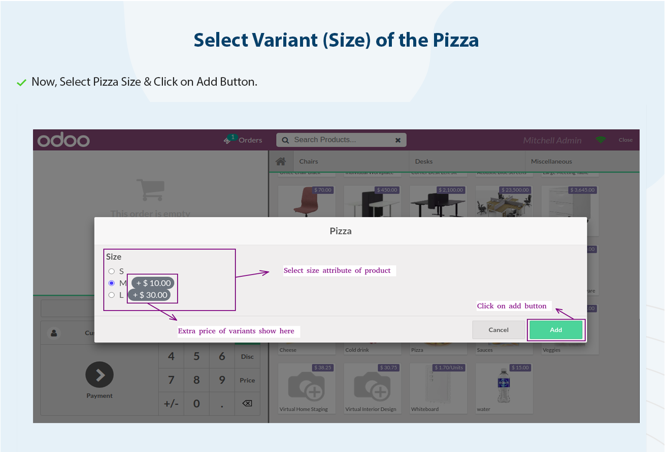 POS Pizza Modifiers - This Module is a useful odoo addons for customizing your POS Restaurant sales for Pizza and other foods. | Pizza Modifiers | Custmize Pizza | Product Modifiers | PoS Pizza