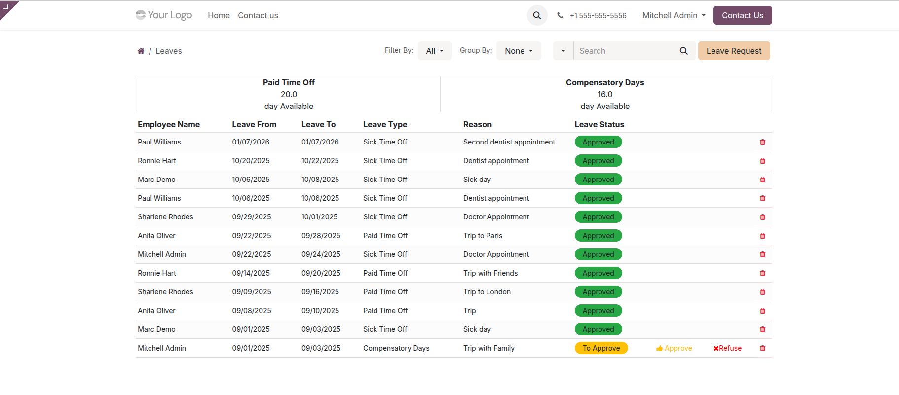 List of Leaves Screenshot