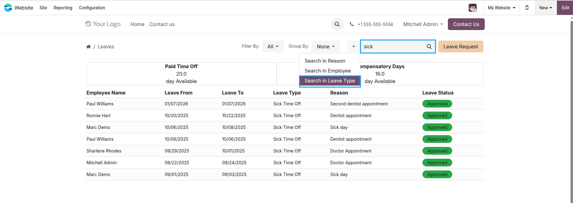 Search and Filter Records Screenshot