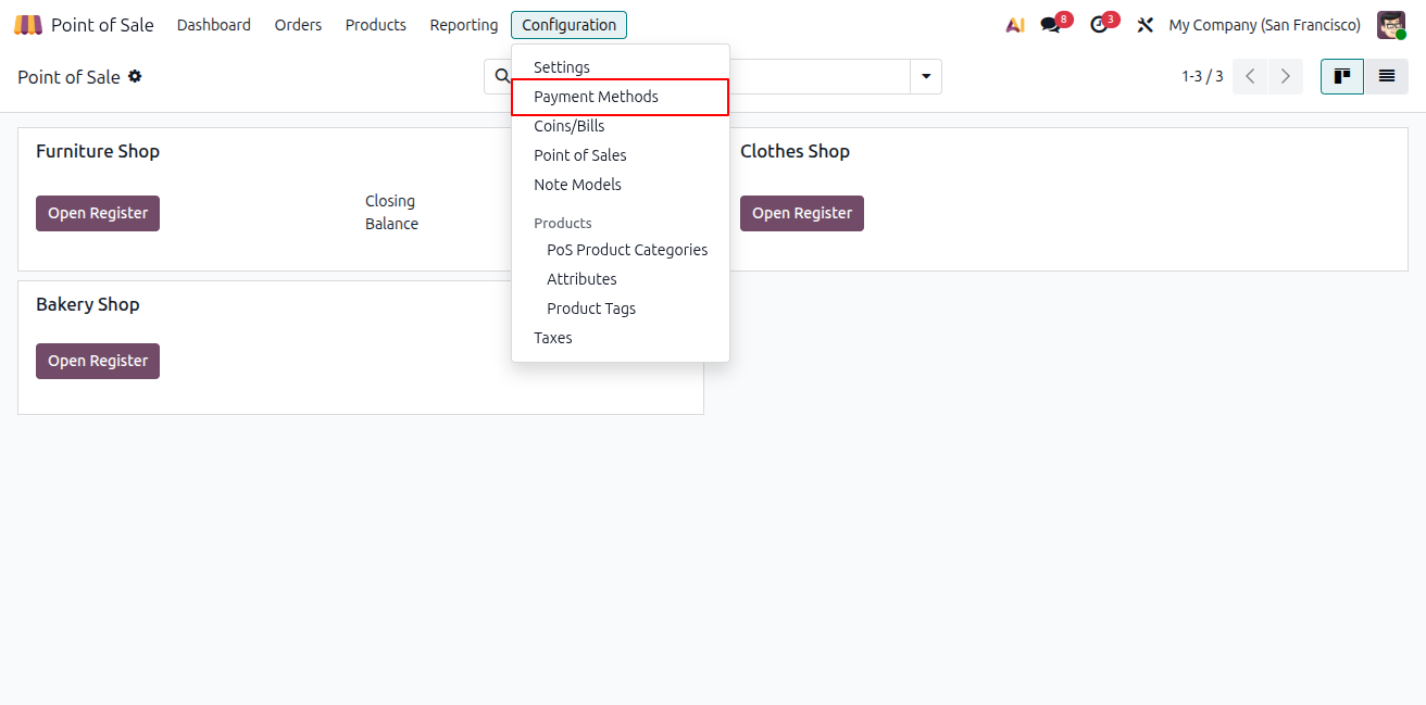 Payment Methods Configuration