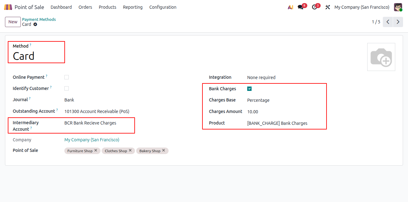 Bank Charges Configuration
