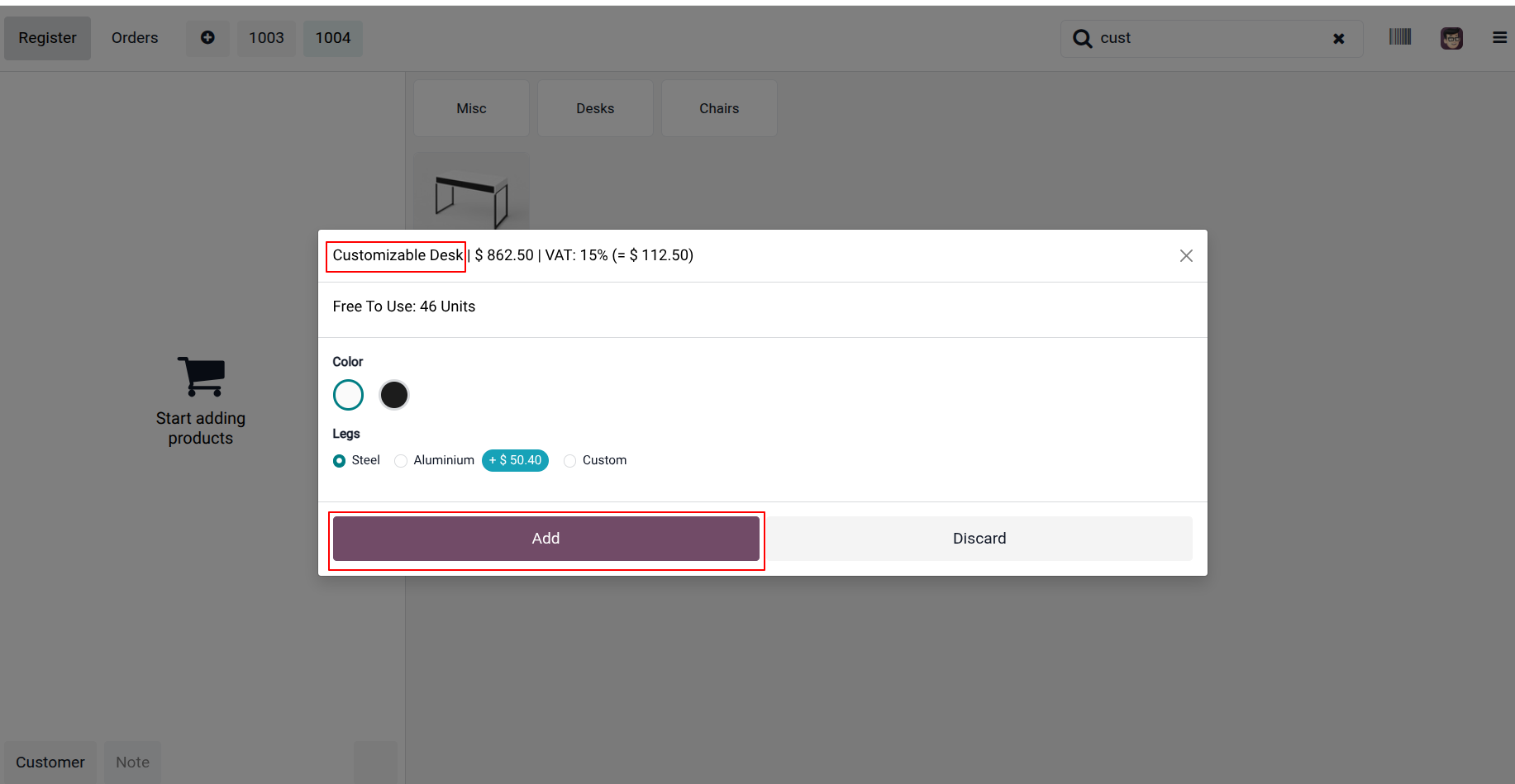 Add Product in POS Register