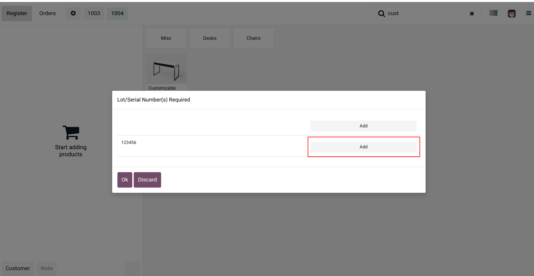 POS Serial Number Selection