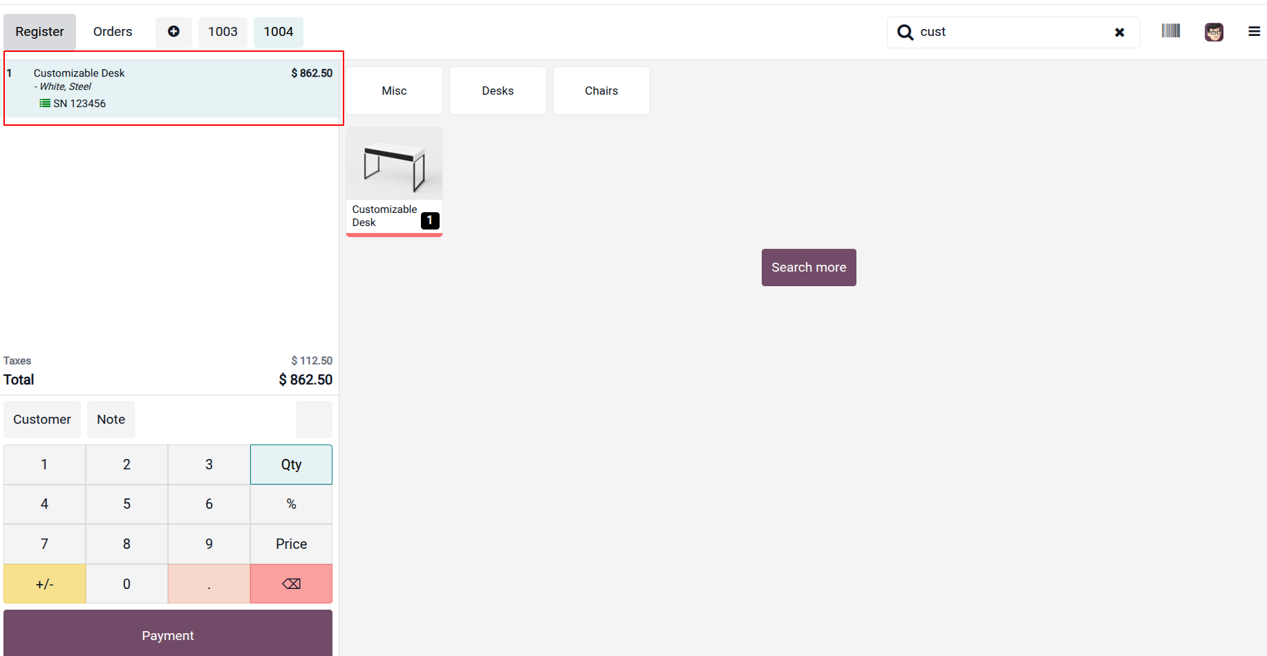 POS Register with Serial Number