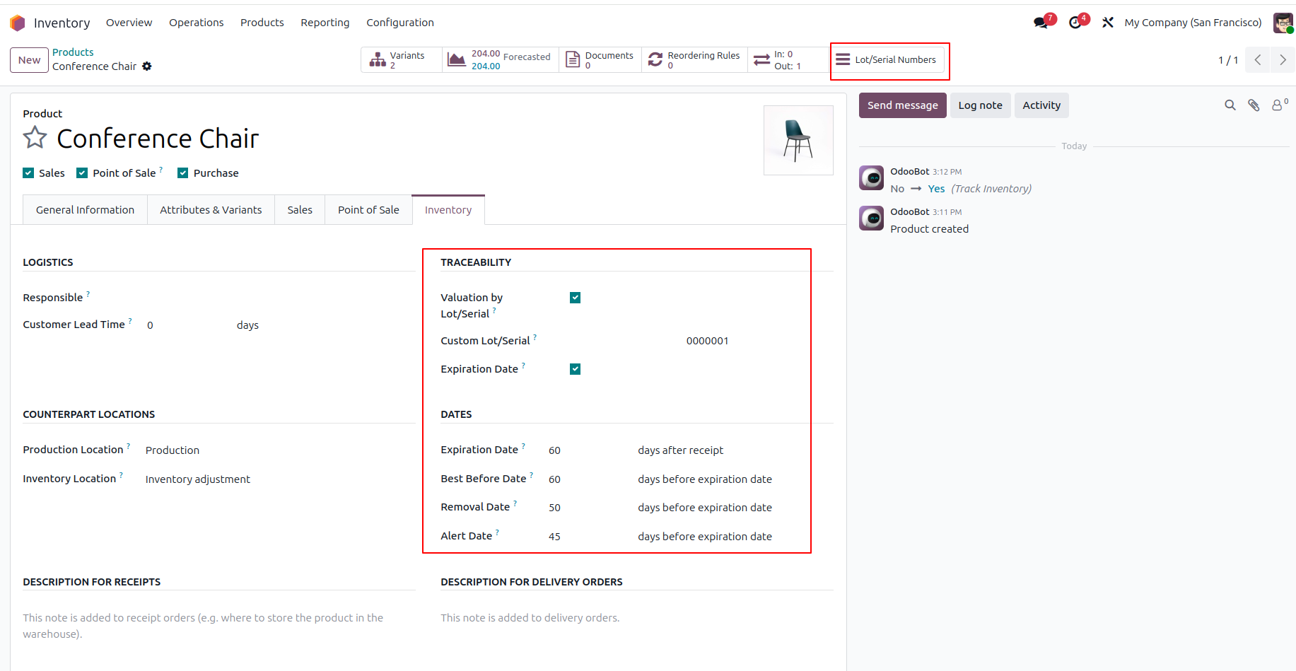 Odoo Inventory Tab Settings