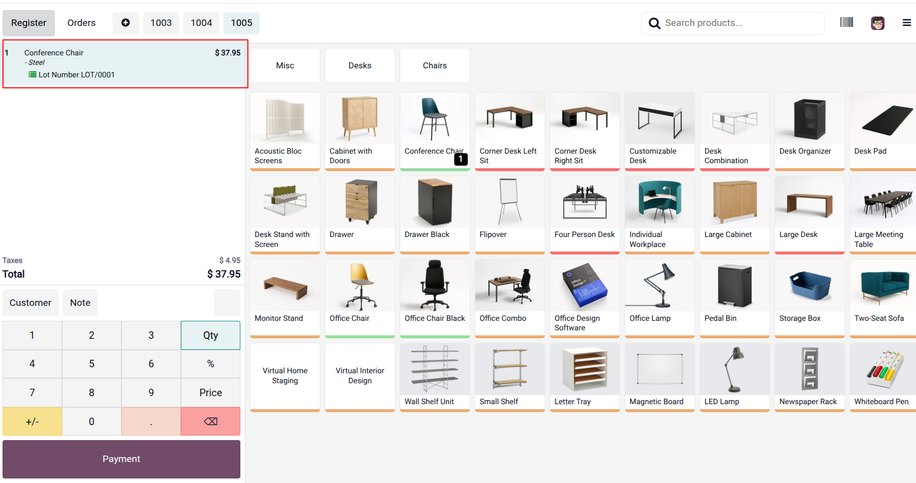 POS Product with Selected Lot